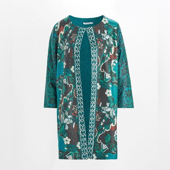 Chico’s Teal Travelers Collection Mixed Crushed Cardigan Jacket duster Asian - Picture 1 of 12